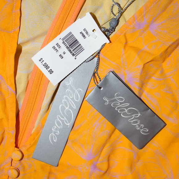 Lela Rose Butterfly-Print Georgette V-Neck Dress - Picture 9 of 10